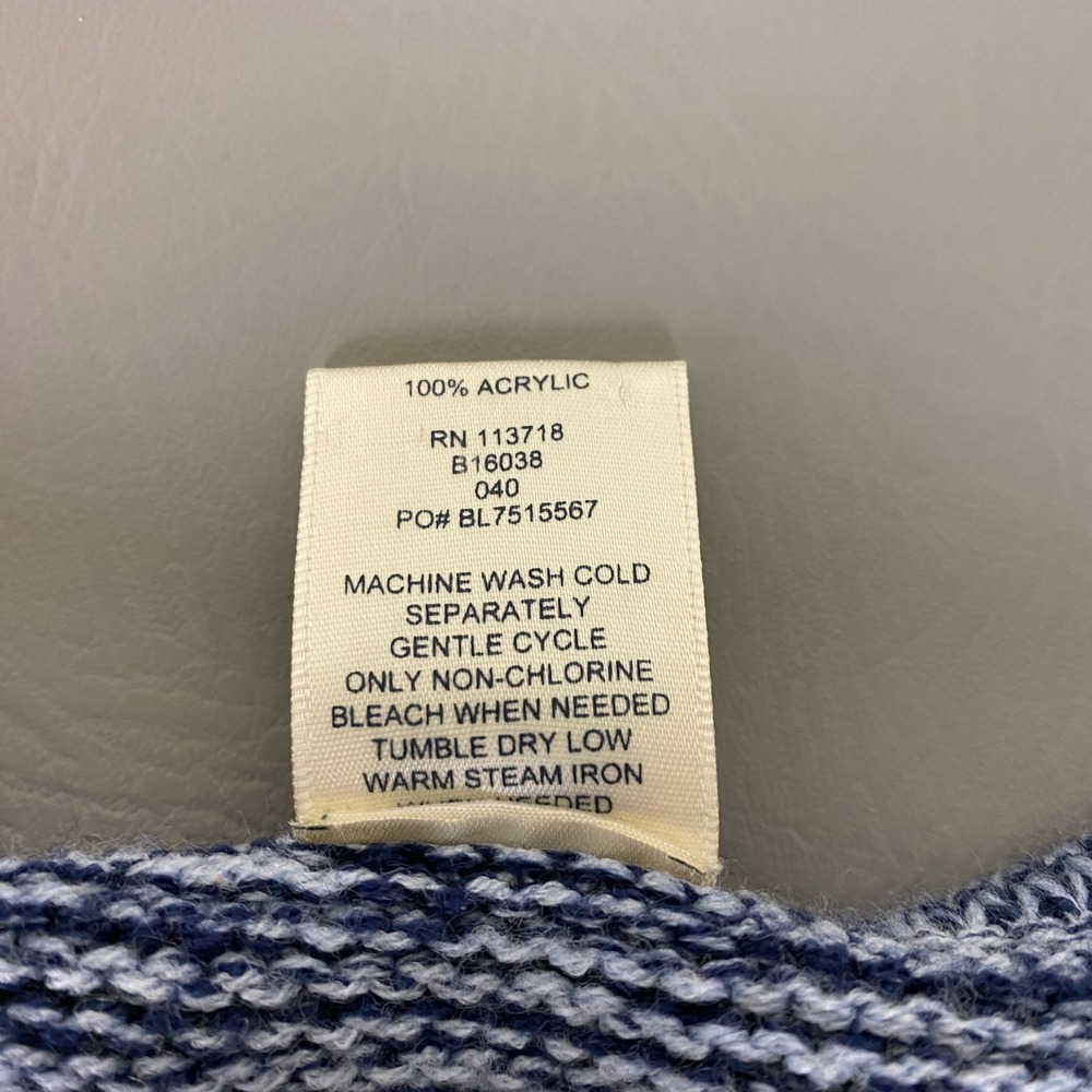 Blair Sweater Top Plus Size Women's 3X Blue Marled Knit Button Poncho Crew Neck - Picture 4 of 10
